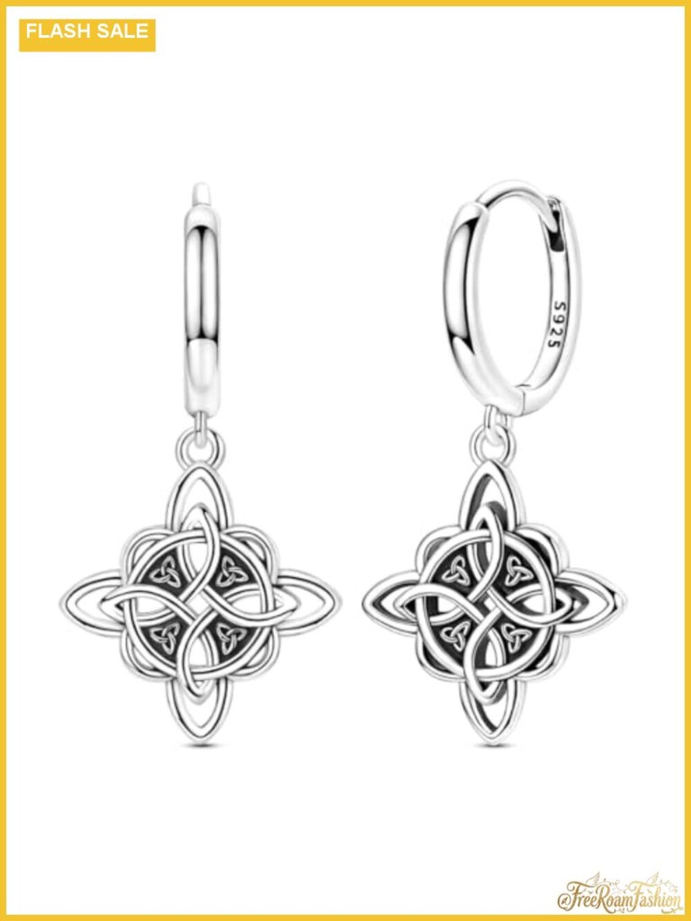 925 Sterling Silver Celtic Knot Dangle Drop Hypoallergenic Earrings